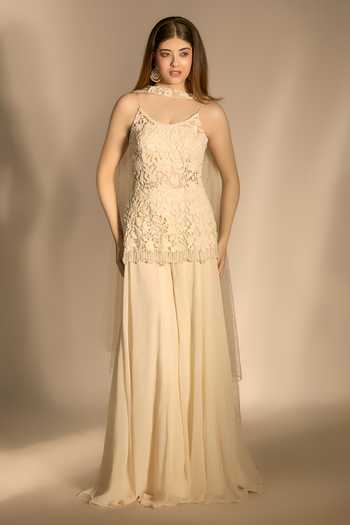 Premya By Manishii Hand Embroidered Cutwork Kurta Sharara Set 