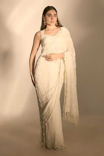 Premya By Manishii Hand Embroidered Saree With Blouse 