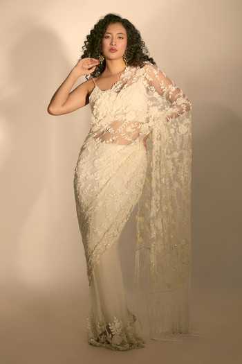 Premya By Manishii Hand Embroidered Saree With Blouse 
