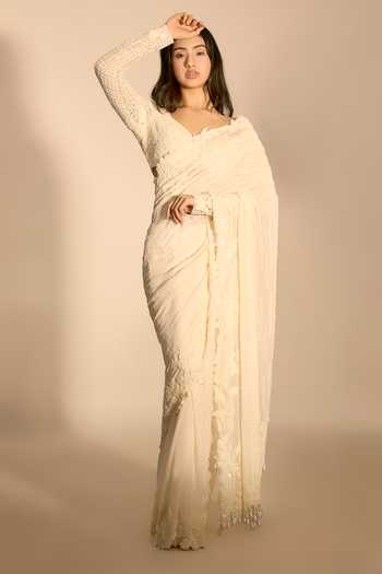 Premya By Manishii Hand Embroidered Saree With Blouse 