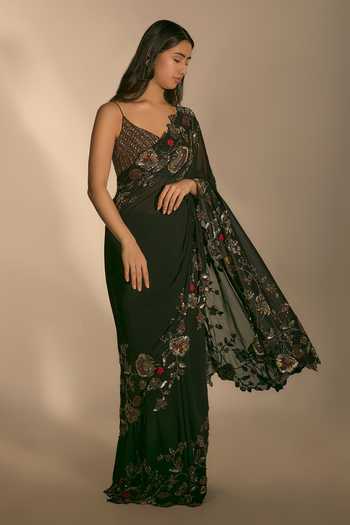 Premya By Manishii Hand Embroidered Saree With Blouse 