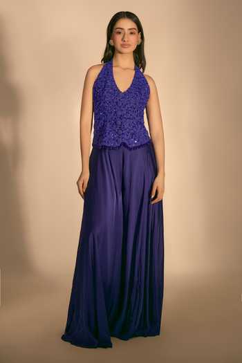 Premya By Manishii Hand Embroidered Waistcoat & Flared Pant Set 