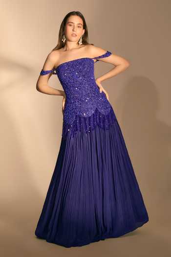 Premya By Manishii Hand Embroidered Corset & Pleated Skirt Set 