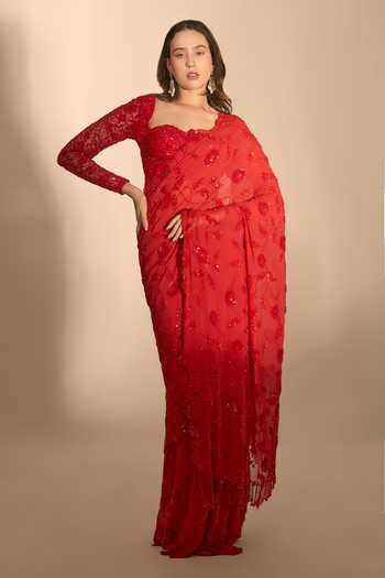 Premya By Manishii Hand Embroidered Saree With Blouse 