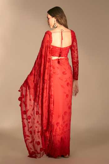 Premya By Manishii Hand Embroidered Saree With Blouse 