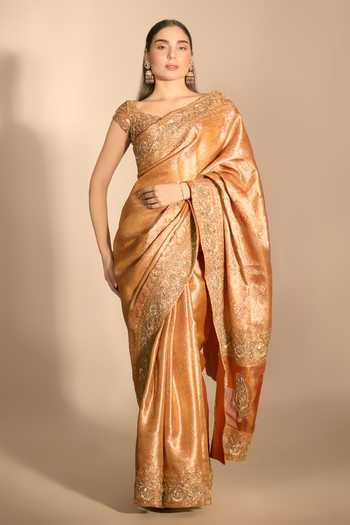 Premya By Manishii Hand Embroidered Banarasi Saree With Blouse 