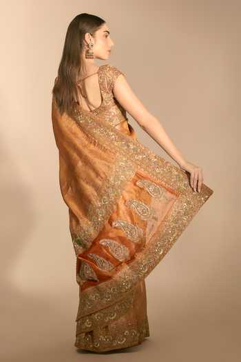 Premya By Manishii Hand Embroidered Banarasi Saree With Blouse 