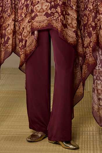Shop Ritu Kumar Beige Viscose, Chinon, Crepe, Rayon Koyel Floral Print Cape And Pant Co-ord Set Online at Aza Fashions Shop_Ritu Kumar_Beige Viscose, Chinon, Crepe, Rayon Koyel Floral Print Cape And Pant Co-ord Set _Online_at_Aza_Fashions