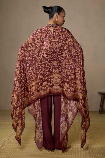 Ritu Kumar Koyel Floral Print Cape & Pant Co-ord Set 
