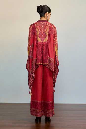 Ritu Kumar Qala Maroon Kaftan & Palazzo Co-ord Set 