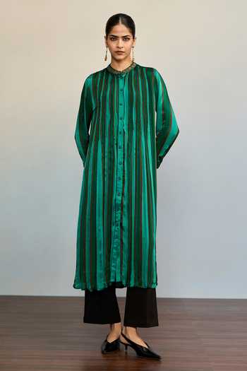 Ritu Kumar Blush Green Striped Kurta