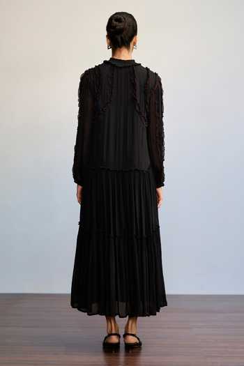 Ritu Kumar Labyrinth Solid Black Frill Dress