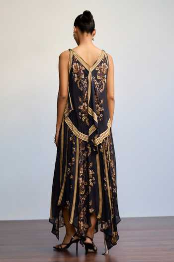 Ritu Kumar Jardin Print Black Long Dress