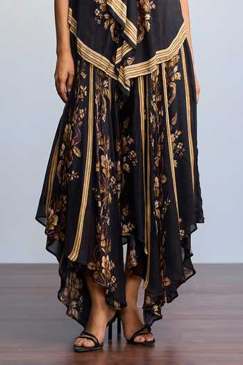 Ritu Kumar Black Viscose, Chinon V-neck Jardin Print Long Dress at Aza Fashions Ritu Kumar_Black Viscose, Chinon V-neck Jardin Print Long Dress _at_Aza_Fashions