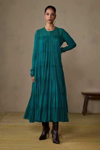 Ritu Kumar Ahram Teal Long Dress