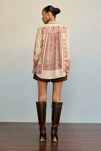 Ritu Kumar Hiyaa Paisley Print Ecru Shirt