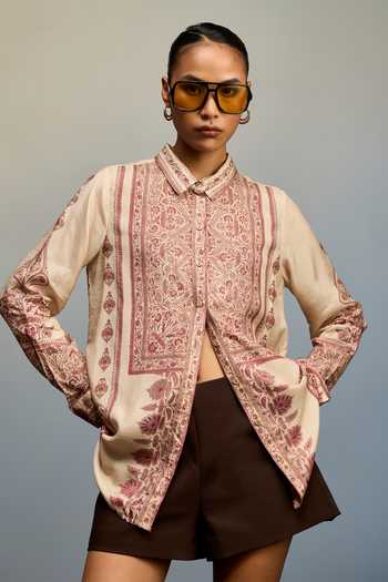 Ritu Kumar Hiyaa Paisley Print Ecru Shirt