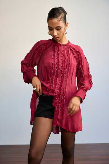 Ritu Kumar Labyrinth Solid Maroon Top