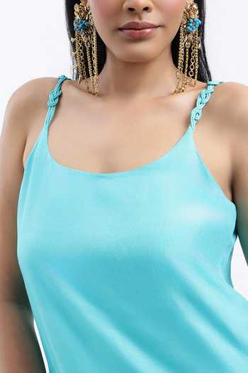 Buy AK-OK Turquoise Scoop Neck Strap Embellished Dress Online at Aza Fashions Buy_AK-OK_Turquoise Scoop Neck Strap Embellished Dress _Online_at_Aza_Fashions