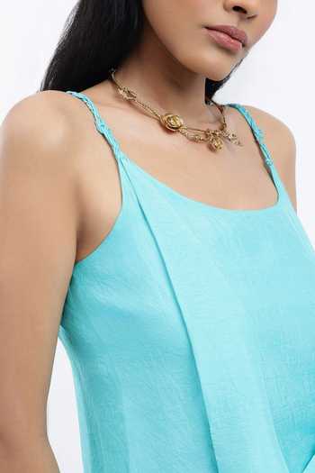 Buy AK-OK Turquoise Scoop Neck Draped Maxi Dress Online at Aza Fashions Buy_AK-OK_Turquoise Scoop Neck Draped Maxi Dress _Online_at_Aza_Fashions
