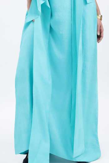 AK-OK Turquoise Scoop Neck Draped Maxi Dress at Aza Fashions AK-OK_Turquoise Scoop Neck Draped Maxi Dress _at_Aza_Fashions