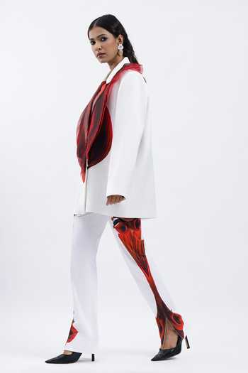 AK-OK_Ivory Viscose Collared Neck Structured Blazer And Trouser Set _Online_at_Aza_Fashions