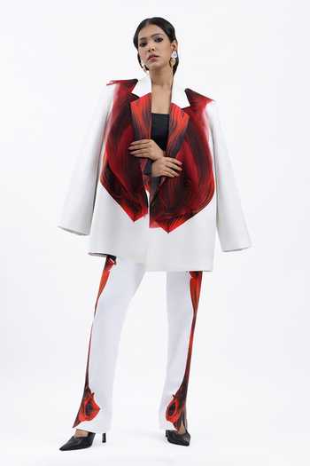 Buy_AK-OK_Ivory Viscose Collared Neck Structured Blazer And Trouser Set _Online_at_Aza_Fashions