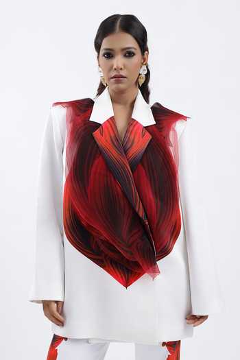 Shop_AK-OK_Ivory Viscose Collared Neck Structured Blazer And Trouser Set _Online_at_Aza_Fashions