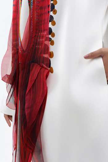 Buy_AK-OK_Ivory Round Neck Elongated Statement Jacket _Online_at_Aza_Fashions