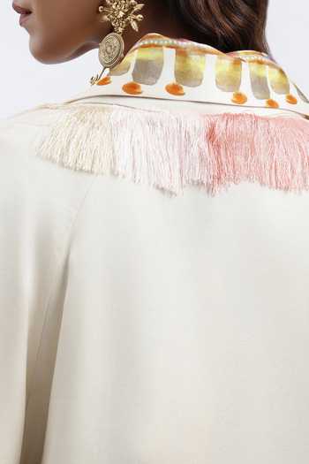 Shop_AK-OK_Off White Collared Neck Fringed Cropped Jacket _Online_at_Aza_Fashions