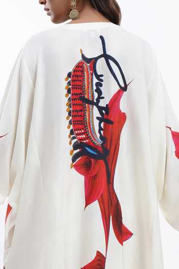 Buy AK-OK Ivory Silk Round Neck Printed Boxy Kurta With Trouser Online at Aza Fashions Buy_AK-OK_Ivory Silk Round Neck Printed Boxy Kurta With Trouser _Online_at_Aza_Fashions
