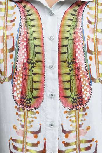 Buy AK-OK Off White Silk Collared Neck Printed Shirt And Trouser Set Buy_AK-OK_Off White Silk Collared Neck Printed Shirt And Trouser Set