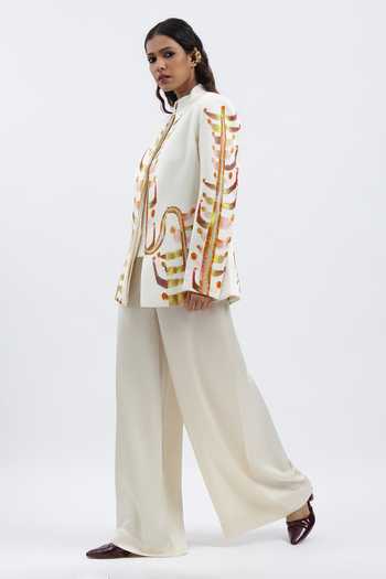 Buy AK-OK Off White Printed Blazer Online at Aza Fashions Buy_AK-OK_Off White Printed Blazer _Online_at_Aza_Fashions