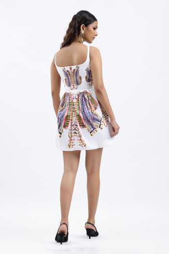 AK-OK Abstract Print Short Dress