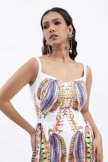 Buy AK-OK Off White Cotton Square Neck Abstract Print Short Dress Online at Aza Fashions Buy_AK-OK_Off White Cotton Square Neck Abstract Print Short Dress _Online_at_Aza_Fashions
