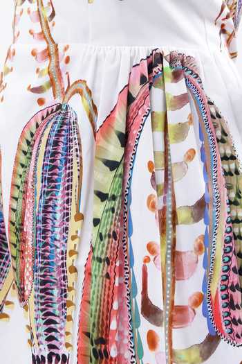 Shop AK-OK Off White Cotton Square Neck Abstract Print Short Dress Online at Aza Fashions Shop_AK-OK_Off White Cotton Square Neck Abstract Print Short Dress _Online_at_Aza_Fashions