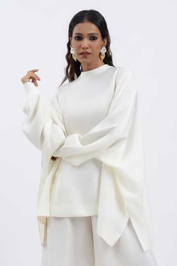 Buy AK-OK Off White Silk High Neck, Yes Boxy Kurta And Pant Set Online at Aza Fashions Buy_AK-OK_Off White Silk High Neck, Yes Boxy Kurta And Pant Set _Online_at_Aza_Fashions