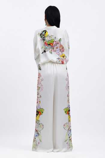 AK-OK Silk Floral Pattern Shirt