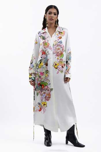 AK-OK Floral Print Shirt Dress