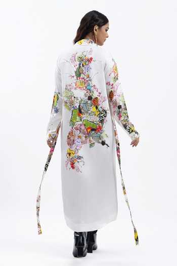 AK-OK Floral Print Shirt Dress