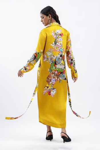 AK-OK Flower Print Shirt Dress