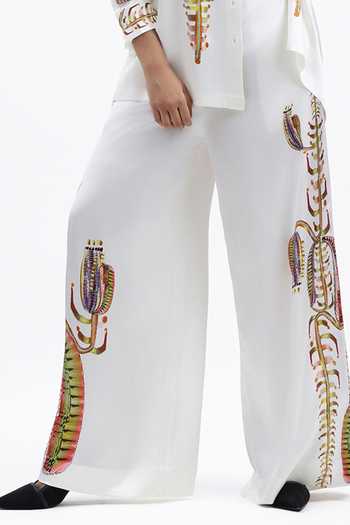 Buy AK-OK Off White Silk Collared Neck Printed Shirt And Trouser Set Online at Aza Fashions Buy_AK-OK_Off White Silk Collared Neck Printed Shirt And Trouser Set _Online_at_Aza_Fashions