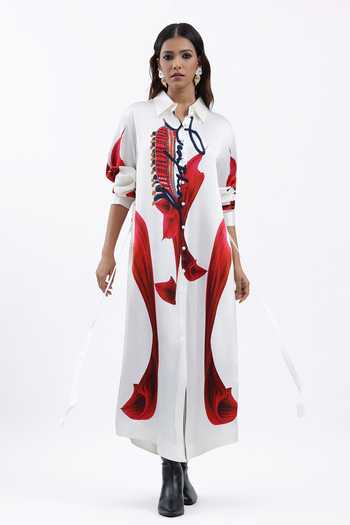 AK-OK Printed Shirt Dress