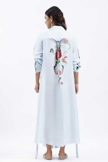 AK-OK Floral Print Maxi Shirt Dress