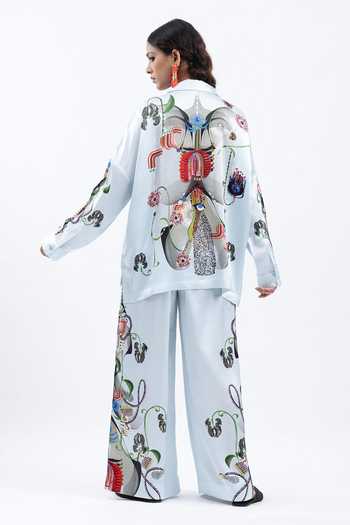AK-OK Printed Shacket & Trouser Set