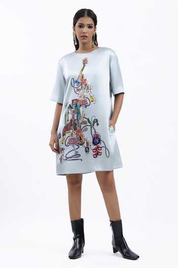 AK-OK Printed Short Dress
