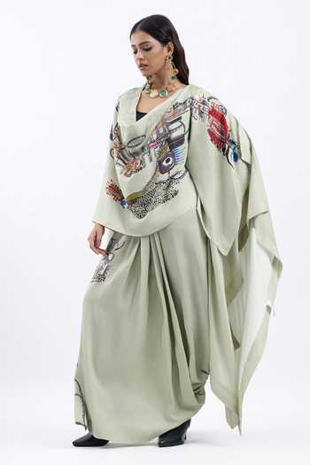 AK-OK Printed Cape Lungi Skirt Set
