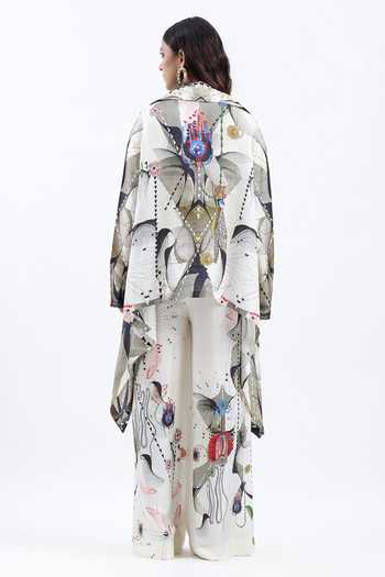 AK-OK Printed Asymmetric Shirt With Trouser