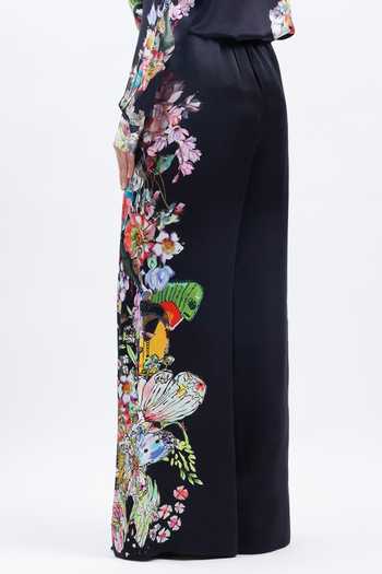 AK-OK Black Floral Print Trouser Online at Aza Fashions AK-OK_Black Floral Print Trouser _Online_at_Aza_Fashions