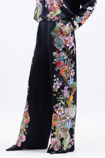 Buy AK-OK Black Floral Print Trouser Online at Aza Fashions Buy_AK-OK_Black Floral Print Trouser _Online_at_Aza_Fashions